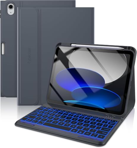 Image of typecase Folio Keyboard Case for iPad A16 (11th) & iPad 10th Gen 10.9 inch (2022), Magnetic Wireless Detachable Keyboard, 7-Color Premium Backlight, Thin & Light, Pencil Holder-Charcoal Grey
