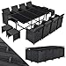 Juskys Polyrattan Sitzgruppe Baracoa XXL 13-teilig wetterfest & stapelbar - 8 Stühle, 4 Hocker, Tisch mit Glasplatte & Kissen - 12 Personen - Gartenmöbel Set für Garten & Terrasse