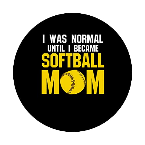 I was normal until softball mom softball mom softball player PopSockets Swappable PopGrip, Black - Image 3