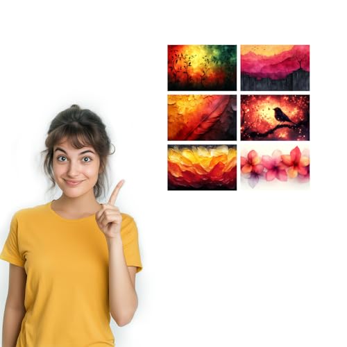 Image of SiddArtify Abstract Nature Wall Art Prints Set - Modern Landscape Poster Decor for Living Room Bedroom Office - Set of 2-4x6 Inch - Board (Pack of 6) - Sticker (Pack of 6)