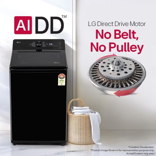 Image of LG 11 Kg, 5 Star, AI Direct Drive Technology, Wi-Fi Enabled, Inverter Direct Drive, Fully Automatic Top Load Washing Machine (TX311SWO, Turbodrum, In Built Heater with Steam, Turbowash, Onyx Black)