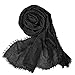 Wobe Women Soft Cotton Hemp Scarf Shawl Long Scarves, Travel Sunscreen Pashmina Fancy Stylish Hijab Scarf Lightweight Warm Big Head Scarves Muslin Pure Color (Black)
