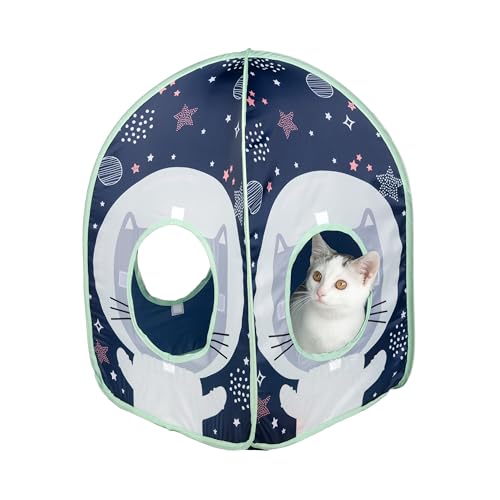 Image of Kitty City Galactic Pop-Up Cat Play House, Collapsible Indoor Cat Hideout with Peekaboo Openings, Lightweight Foldable Kitty Cube for Play & Lounging