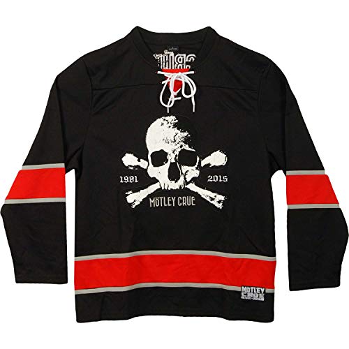 Motley Crue Men's Crossbones Hockey Jersey Medium Black & Red
