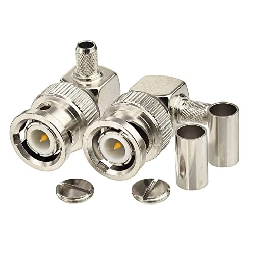 Eightwood 2pcs BNC Macho Ángulo Recto Connector RG58 Coaxial miniatura 1