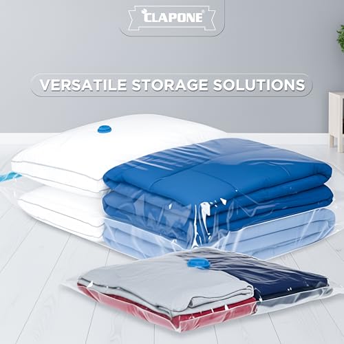 Image of CLAPONE 4 Pcs Vacuum bags for clothes with pump for Clothes /Space /Vacuum Sealer Bags /Comforters /Blankets /Bedding Smart Saver Vacuum bags /Vacuum Storage Bags