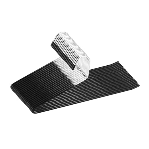 Jeronic Pacote com 20 cabides de calças folgadas, cabides jeans, calças abertas, organizadores fáceis de deslizar, cromado e preto
