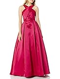 ML Monique Lhuillier Women's Halter Cross Front Ball Gown, Cerise, 10