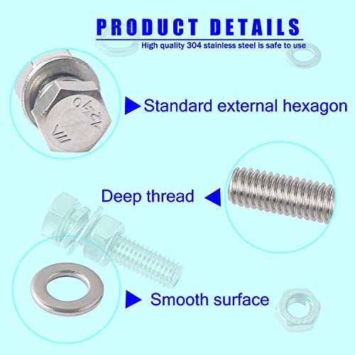 HVDHYY M5 M6 M8 Nuts and Bolts set Machine Screws & Nuts Assortment kit 304 Stainless Steel Outer Hexagon Head Button with a Reusable Storage Box (300pcs) - Image 3