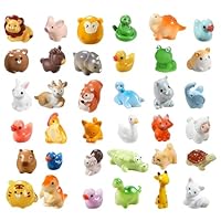heqxwl 40 Stück Mini Harz Tierfiguren – Bunte Kleine Tiere Figuren für Miniaturlandschaft, Feengarten, Aquarium, Puppenhaus, DIY Deko