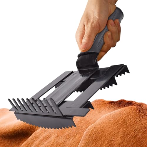 Ungtyb Cepillo de caballo, peine de aseo de ganado, cepillo portátil para depilación equina, para mascotas, ganado, caballo, cabra, oveja, establo, granja al aire libre