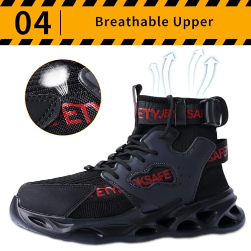 Image of Nutropa Steel Toe Boots for Men, Lightweight Safety Work Shoes, Comfortable Breathable Composite Toe Boots Slip-Resistant Indestructible Shoes