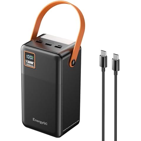 EnergyQC Power Bank, 72000mAh Portable Power Station, 130W Max Battery Pack, 266.4Wh Fast Charging Compatible with Laptop MacBook iPhone Samsung for Outdoors Camping Travel Cover