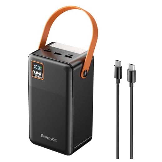 EnergyQC Power Bank, 72000mAh Portable Power Station, 130W Max Fast Charging Compatible with Laptop MacBook iPhone Samsung for Outdoors Camping Travel