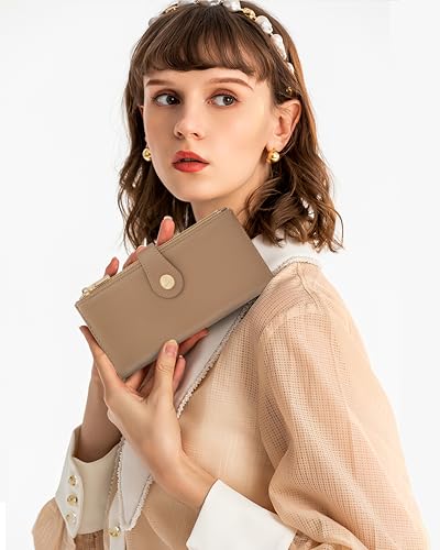 Image of Women's Slim Wallet,Thin RFID Card Holder with Zipper Pocket
