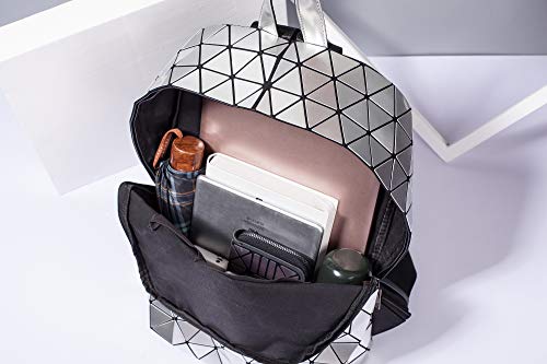 Lorrantree Geometric Backpack Luminous Backpacks Holographic Reflective Bag Lumikay Bags Irredescent Rucksack Rainbow Silver One_Size #TOP2