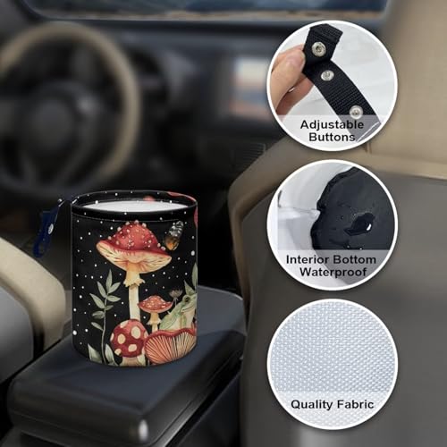Image of Pensura Aesthetic Mushroom Car Garbage Can Portable Waterproof Car Back Seat Organizer Reusable Multipurpose Trash Bin for Car Compatible with Most Cars