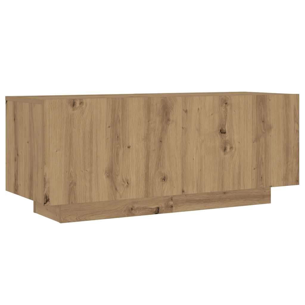 Mueble TV de 300 cm con Luz LED, Mueble TV Salón Aparador, Mesa TV Madera con Estantes - Roble Artisan - 300x35x40 cm