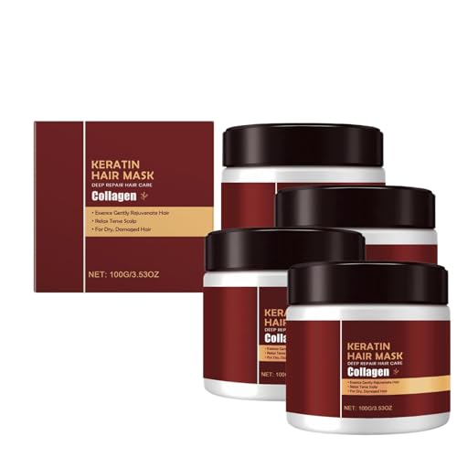 Collagen Hair Mask, Keratin Hair Mask, Keratin Hair Treatment Puede Nutrir Y Reparar Profundamente El Cabello Seco, No Graso, Adecuado Para Todo Tipo De Cabello.100g (4)