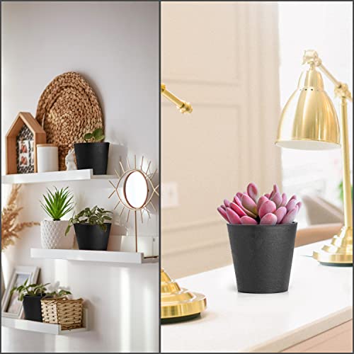 ABOUT SPACE Planter Pot - 4 Inch Plastic Flower Pots with Drain Hole for Succulents,Foliage Plants & Saplings - Nursery Pots for Indoor,Outdoor,Balcony,Garden,Home Decor (6 Pcs) Black - Only Pots