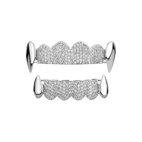 Set de Grillz dientes hip hop chapado en oro 14K miniatura 1