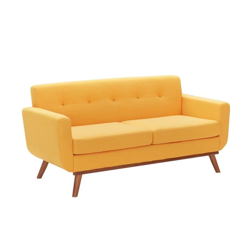 Image of LEGACY OF COMFORT Carmencita 65 inch Square Arm Loveseat 2 Seater Sofa Two Seater Sofa for Living Room Guest Room Hotels Office (Yelow)
