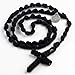 HanlinCC Handmade Knotted Paracord Rosary Necklace with St.Benedict Miraculous Medal for Men and Women (Black)