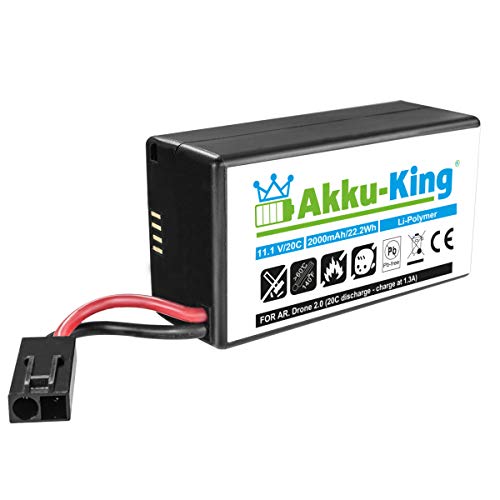 Akku kompatibel mit Parrot AR.Drone 2.0, AR Drone Quadrocopter - Li-Polymer 2000 mAh - 11,1V