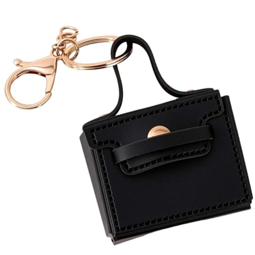 CALFOVERA Mini Porte Clés en Cuir PU pour Sac à Dos pour Femme Porte Clés en Cuir Noir Porte Clés pour Clés Sac pour Écouteurs Petite Pochette pour...