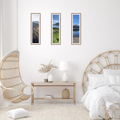Image of JCJMY 8x24 Picture Frame with 6x22 Mat, Panoramic Picture Frame Display Photo 6x22 with Mat or 8 x 24 Without Mat, Wall Hanging Large 8 by 24 Poster Frame with Plexiglass, Rustic Brown