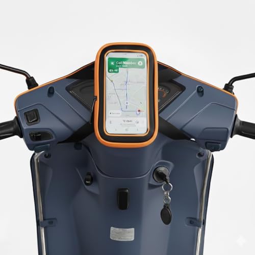 Image of Universal Mobile Holder /Stand /Mount Pouch for Scooters Scooty Activa Jupiter EV's | X1 Model...Orange