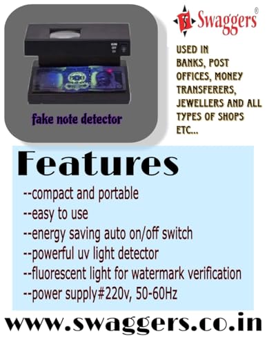 Image of swaggers Mini UV Fake Note Detector /Duplicate Money Detector Machine with Blue and White Light- Compact