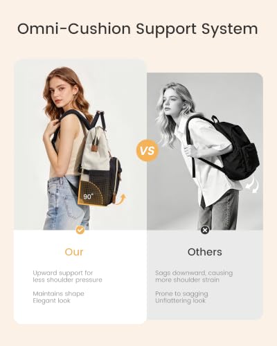 Image of LOVEVOOK Laptop Backpack Women Quilted Teacher Nurse Work Backpack Purse | Large Cup Holder, Professional Waterproof Travel Backpack, Urban Computer Bag Casual Daypack for College Business Office Gift