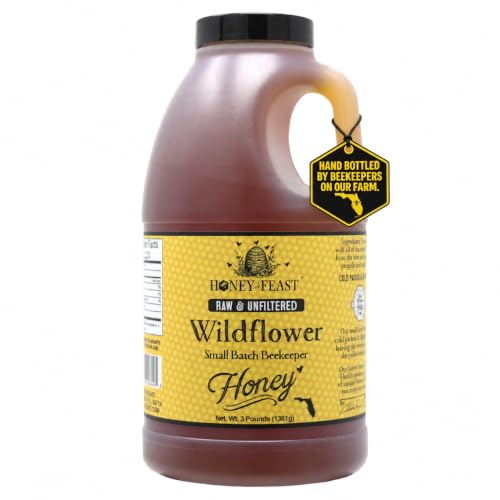 HONEY FEAST 3 Pounds Raw Wildflower Honey | from American Organic floral sources