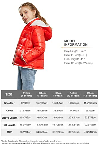 Orolay Girl's Reversible Fleece Down Jacket Warm Winter Hooded Puffer Jacket Orange 120Cm #TOP6