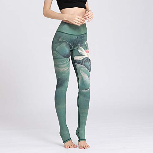 KESYOO 1 par de leggings estampadas para treino, calças de cintura alta, esportivas, costura respirá