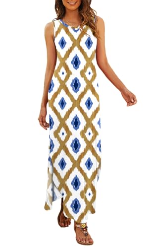 Image of Hount Women's Casual Summer Sleeveless Dress Loose Split Maxi Dresses with Pockets