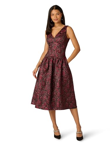 Image of Adrianna Papell Jacquard Midi Dress with Godets