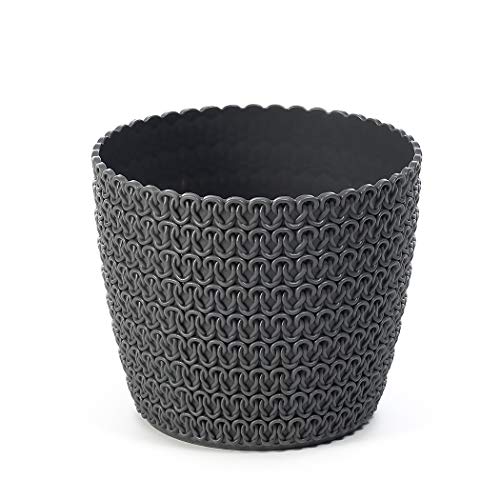 Lamela Blumentopf Übertopf Pflanztopf Strickstruktur (Ø) 16 cm Anthrazit