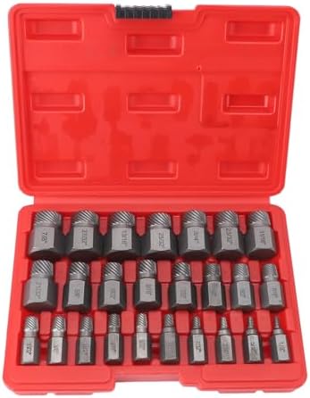 25-Piece Screw Extractor Set, Durable 40Cr Alloy Steel Bolt Remover Tool with Hex Shank for Quick Mechanical Repair, Perfect for Stripped Screws and Bolts