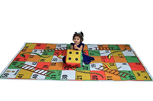 Image of Keshav Creation Adult Giant Outdoor Snakes & Ladders Lifesize Floor Game Mat With Jumbo Dice|Jumbo Play Floor Games|5 X 7 Feet