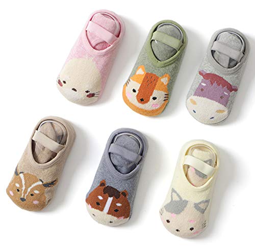 QandSweat Baby Toddler Non-skid Socks Little Girls Cute Cartoon Floor Socks 8-Pairs 8-36M (Thicker)