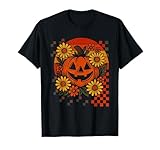 Photo Gallery retro pumpkin and sunflowers halloween maglietta Photo Gallery retro pumpkin and sunflowers halloween maglietta