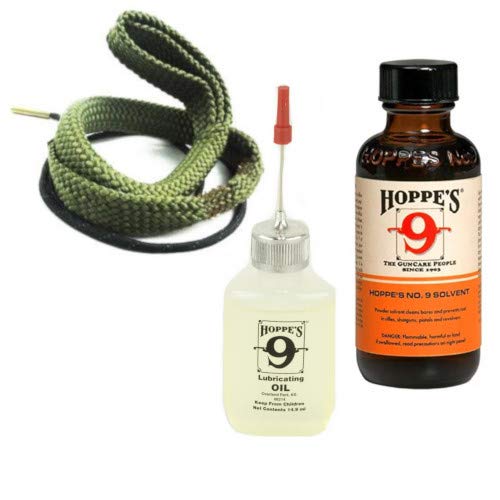 Westlake Market, Hoppes Gun Cleaning Cleaner and Precision Lube Oil with Cleaning Snake for .357, 380.38, 9mm Pistol/Handgun - Eliminates Rod, Brushes, Jags, and Patches - Simplifies Cleaning