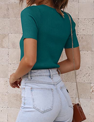 Image of ZESICA Women's Short Sleeve Sweater Tops 2026 Summer Crewneck Basic T Shirt