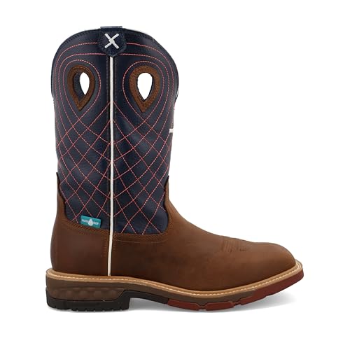 Twisted X Men's Western Work Boot Soft Toe, Mocha & Navy, 9 X-Wide4