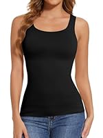 Joyshaper Shapewear Damen Bauchweg Unterhemd Bauchkontrolle Tank Top Figurformendes Camisole Body Shaper Ärmellos Top Eckiger Ausschnitt, Schwarz, M