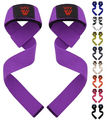 WFX Polsiere per sollevamento pesi imbottite, in neoprene, per uomini e donne, per palestra, cross fit, allenamento, manubri, fitness, body building, power lifting, stacchi da terra (viola)