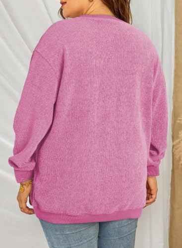 Image of Eytino Women Plus Size Sweatshirt Oversized Crew Neck Long Sleeve Tops | Fall Fashion Clothes 2026, Oversized Sweat Shirt, Soft Comfy Pullover, Travel Casual Work Lounge Daily Outfit