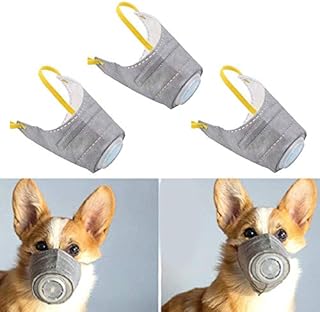 PeSandy Adjustable Dog Respirator Muzzle, 3 PCS Breathable Dog Protective Muzzle for Small to Large Dogs Filter Air Pollutants Anti Fog/Anti Dust/Anti Secondhand Smoke, Pet Respirator Muzzle - S